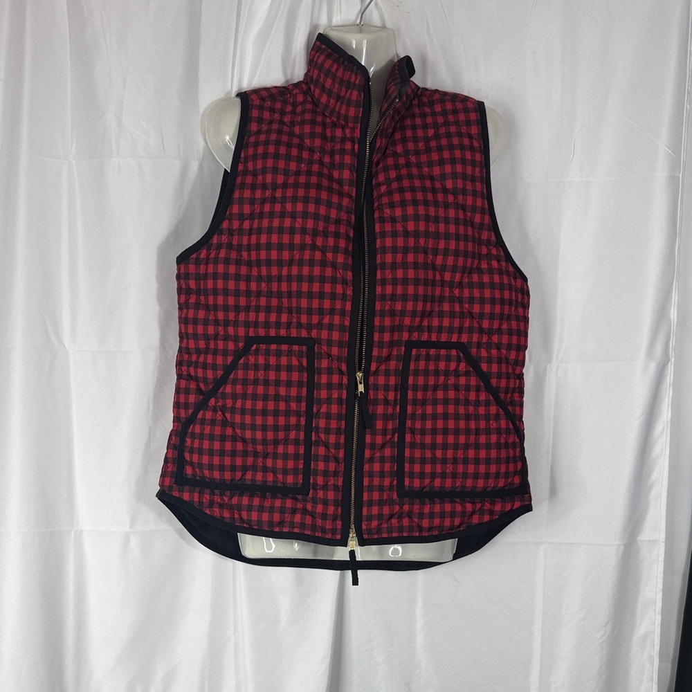 J. Crew Red and Black Checkered Varsity Jacket